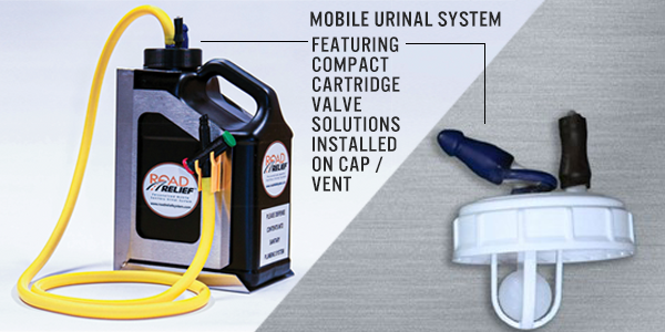 Road Relief Mobile Urinal System featuring compact valves