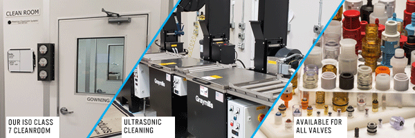 Cleanroom manufacturing and ultrasonic cleaning for valves